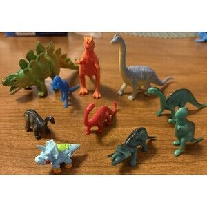 Lot of 10 Plastic Dinosaurs Different Sizes Toys Fun Kids Assorted Mixed Brands